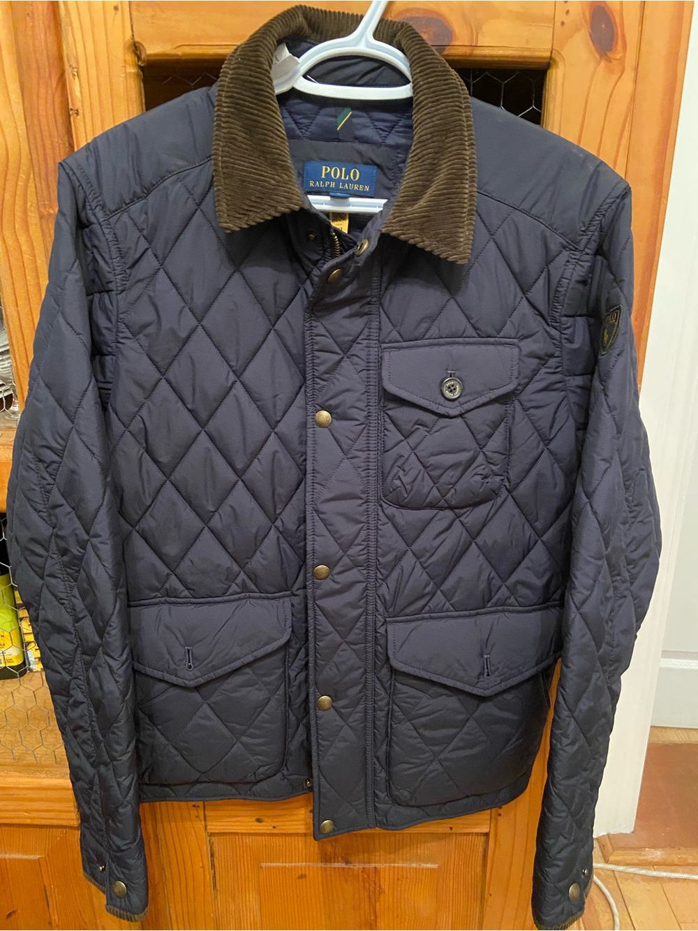 Polo by Ralph Lauren Quilted Navy Jacket with Brown Corduroy Collar